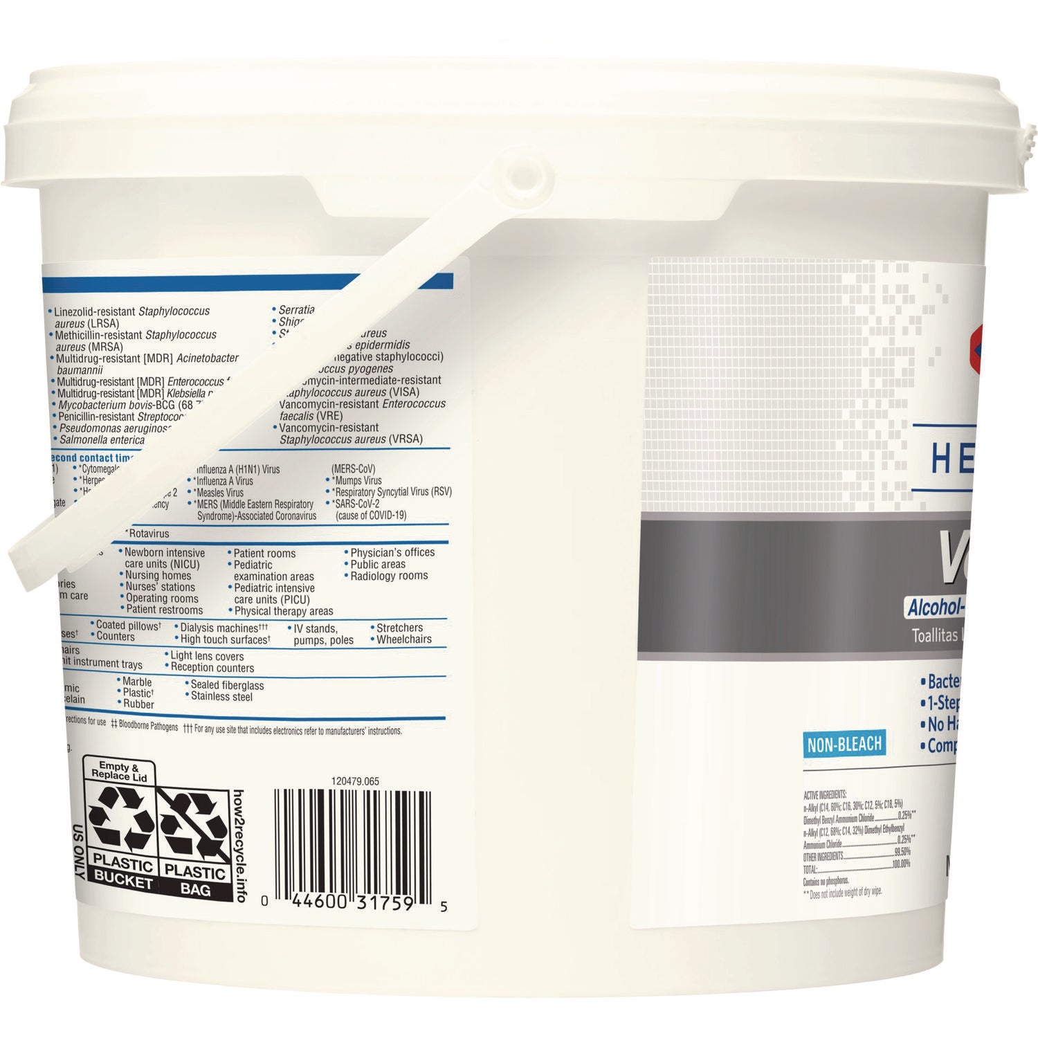 Clorox Healthcare VersaSure Cleaner Disinfectant Wipes, 1-Ply, 12 x 12, Fragranced, White, 110/Bucket (31759EA)