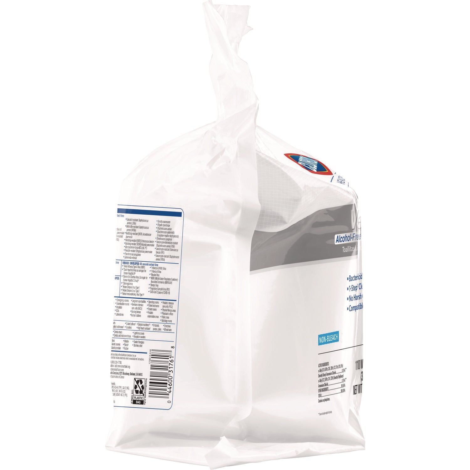 Clorox Healthcare VersaSure Cleaner Disinfectant Wipes, 1-Ply, 12 x 12, Fragranced, White, 110/Pouch, 2 Pouches/Carton (31761)