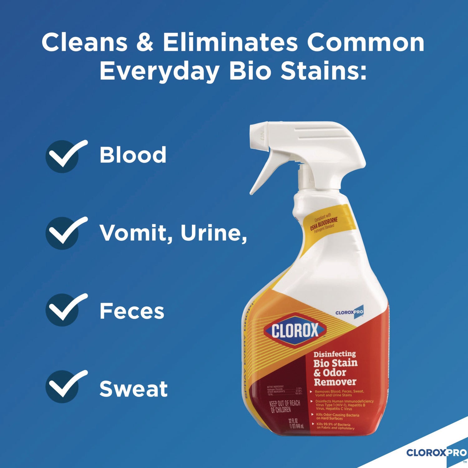 Clorox Disinfecting Bio Stain and Odor Remover, Fragranced, 128 oz Refill Bottle (31910EA)