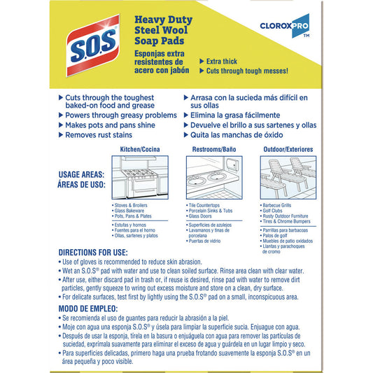 S.O.S. Steel Wool Soap Pads, 2.4 x 3, Steel, 15 Pads/Box, 12 Boxes/Carton (88320CT)