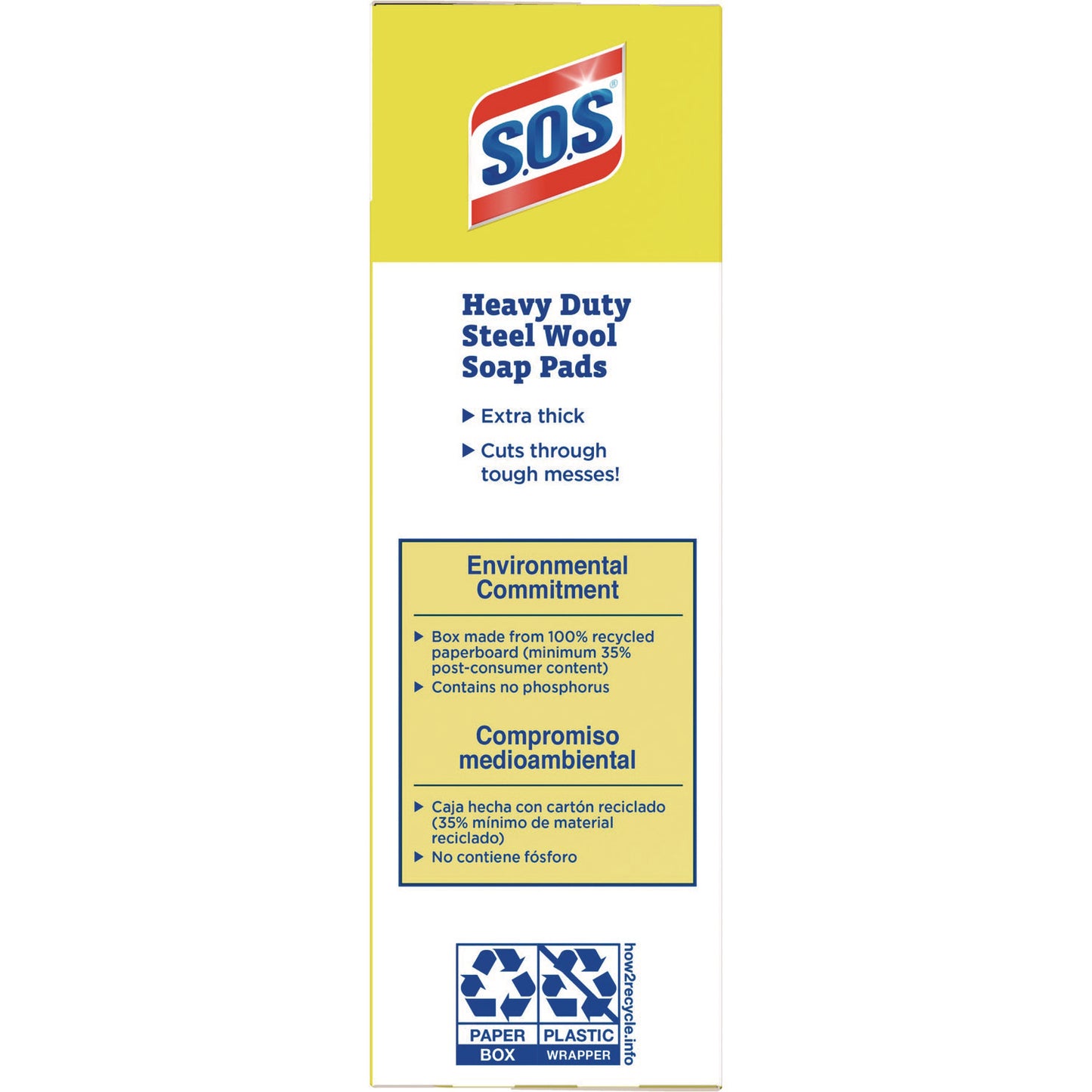 S.O.S. Steel Wool Soap Pads, 2.4 x 3, Steel, 15 Pads/Box, 12 Boxes/Carton (88320CT)