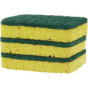 S.O.S. Heavy Duty Scrubber Sponge, 2.5 x 4.5, 0.9" Thick, Yellow/Green, 3/Pack, 8 Packs/Carton (91029CT)