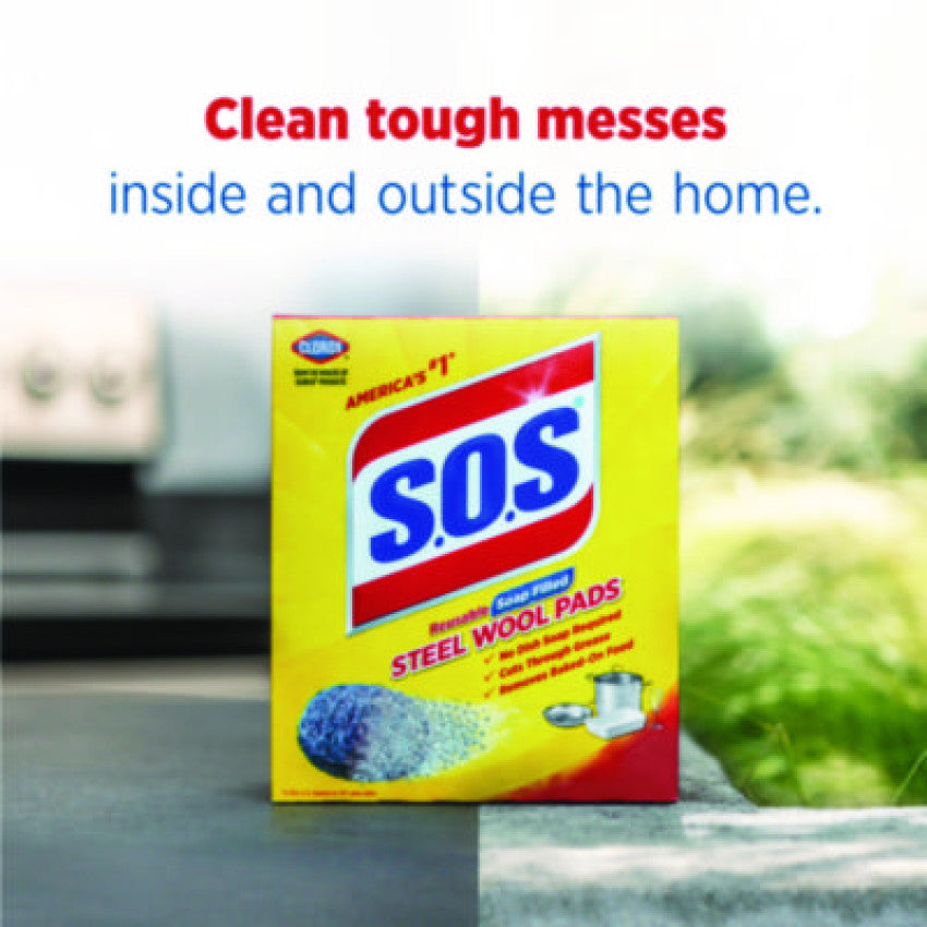 Steel Wool Soap Pad, Steel, 4/Box, 24 Boxes/Carton