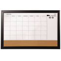 Quartet Magnetic Combination Dry Erase Calendar/Cork Board, 35 x 23, Tan/White Surface, Black Wood Frame (79284)