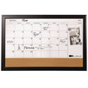 Quartet Magnetic Combination Dry Erase Calendar/Cork Board, 35 x 23, Tan/White Surface, Black Wood Frame (79284)