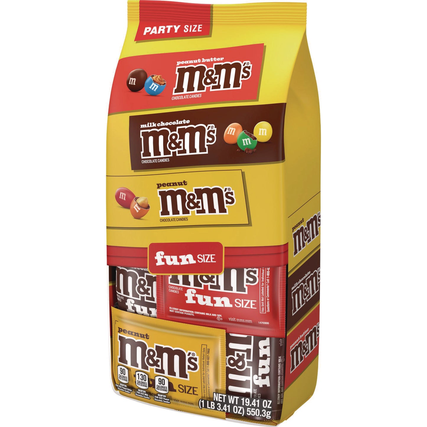 s M and M'S Milk Chocolate, Peanut and Peanut Butter Variety Pack Fun Size Chocolate Candy Assortment, 19.41 oz Bag (59878)