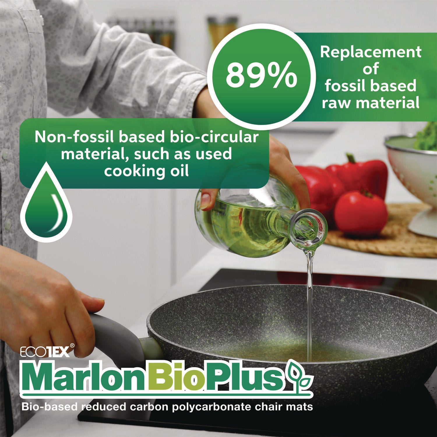 Floortex Ecotex Marlon BioPlus Rectangular Polycarbonate Chair Mat for Low/Medium Pile Carpets, Rectangular, 45" w  x 53" l, Clear (NRCMFLBG0003)