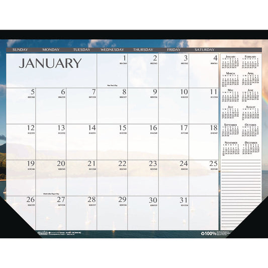 House of Doolittle Recycled Earthscapes Desk Pad Calendar, Seascapes Photography, 22 x 17, Black Binding/Corners,12-Month (Jan to Dec): 2025 (138)