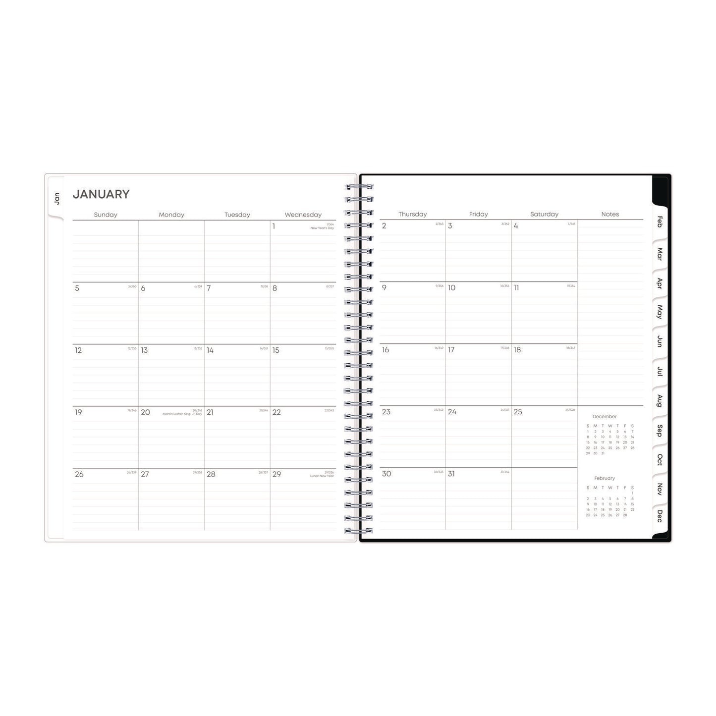 Blue Sky Analeis Monthly Planner, Floral Artwork, 10 x 8, White/Black/Coral Cover, 12-Month (Jan to Dec): 2025 (100004)