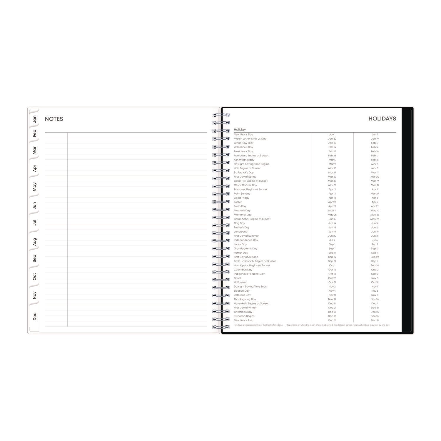 Blue Sky Analeis Monthly Planner, Floral Artwork, 10 x 8, White/Black/Coral Cover, 12-Month (Jan to Dec): 2025 (100004)