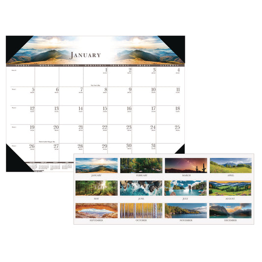 House of Doolittle Recycled Full-Color Monthly Desk Pad Calendar, Nature Photography, 22 x 17, Black Binding/Corners,12-Month (Jan to Dec): 2025 (140HD)