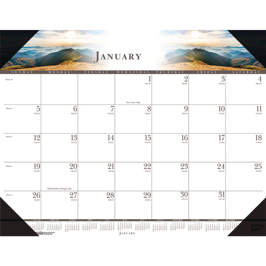 House of Doolittle Recycled Full-Color Monthly Desk Pad Calendar, Nature Photography, 22 x 17, Black Binding/Corners,12-Month (Jan to Dec): 2025 (140HD)