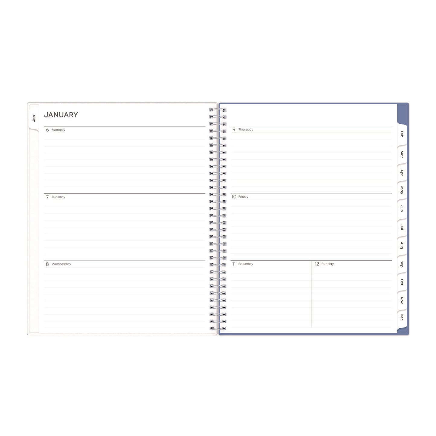 Blue Sky Lindley Weekly/Monthly Planner, Floral Artwork, 11 x 8.5, White/Blue/Green Cover, 12-Month (Jan to Dec): 2025 (100654)