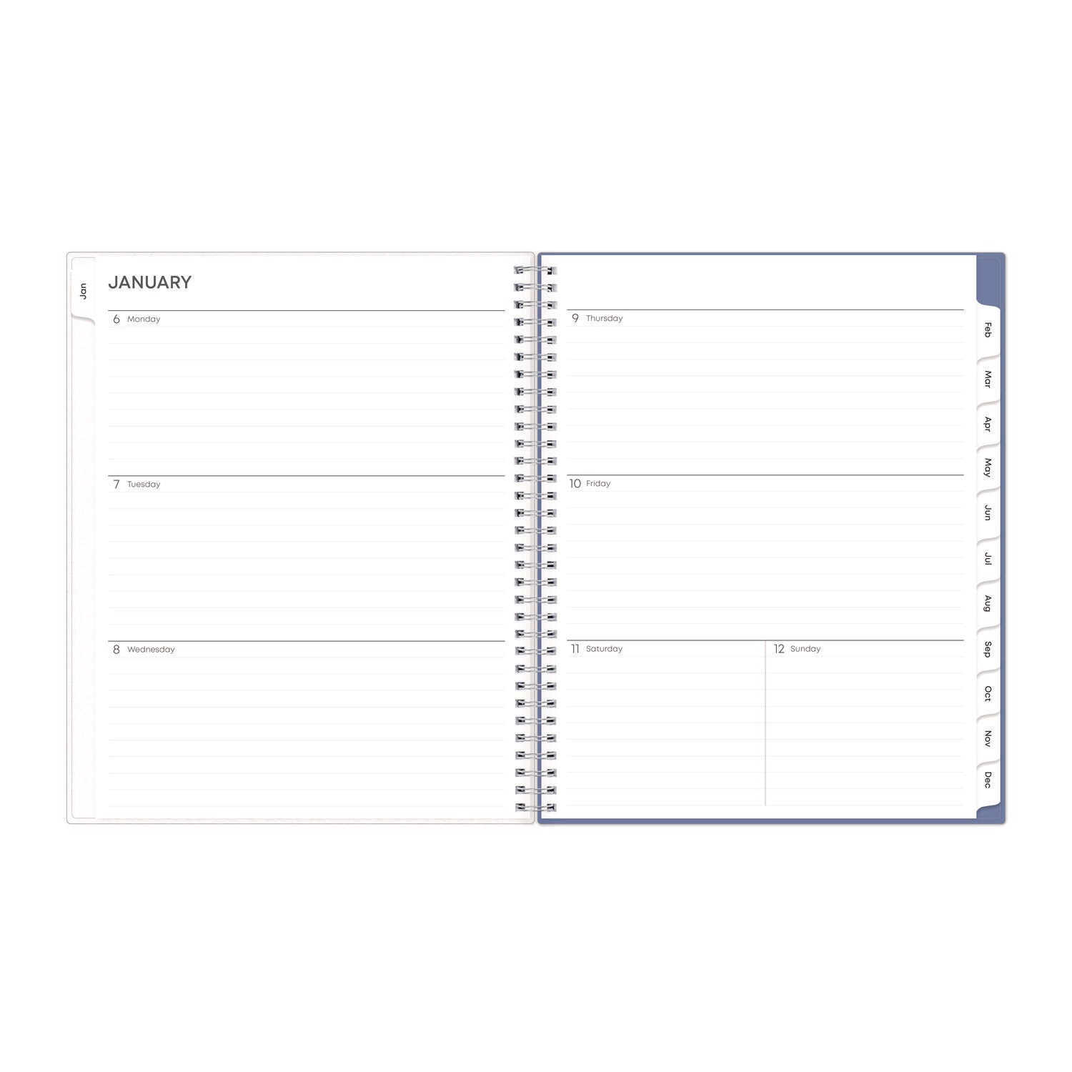 Blue Sky Lindley Weekly/Monthly Planner, Floral Artwork, 11 x 8.5, White/Blue/Green Cover, 12-Month (Jan to Dec): 2025 (100654)