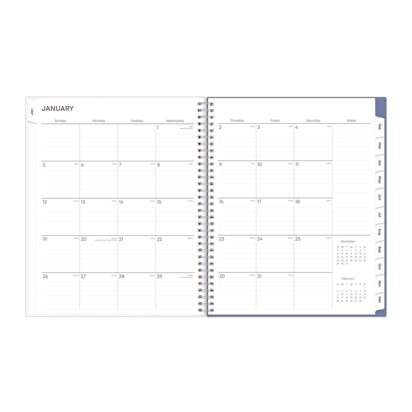 Blue Sky Lindley Weekly/Monthly Planner, Floral Artwork, 11 x 8.5, White/Blue/Green Cover, 12-Month (Jan to Dec): 2025 (100654)
