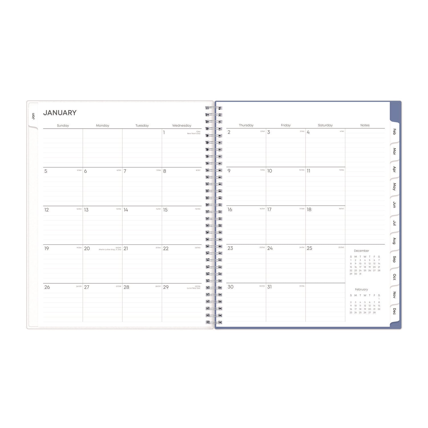 Blue Sky Lindley Weekly/Monthly Planner, Floral Artwork, 11 x 8.5, White/Blue/Green Cover, 12-Month (Jan to Dec): 2025 (100654)