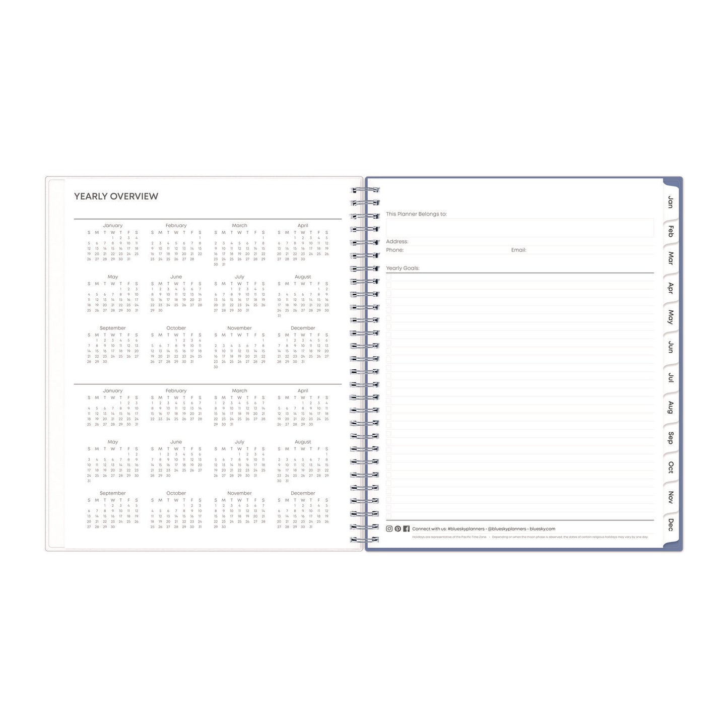 Blue Sky Lindley Monthly Planner, Floral Artwork, 10 x 8, White/Blue/Green Cover, 12-Month (Jan to Dec): 2025 (101582)