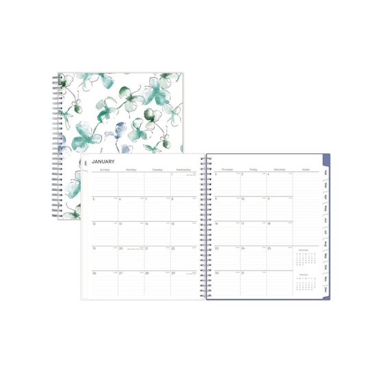Blue Sky Lindley Monthly Planner, Floral Artwork, 10 x 8, White/Blue/Green Cover, 12-Month (Jan to Dec): 2025 (101582)