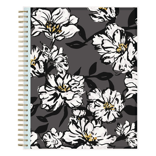 Blue Sky Baccara Dark Monthly Planner, Floral Artwork, 10 x 8, Gray/Black/Gold Cover, 12-Month (Jan to Dec): 2025 (110216)