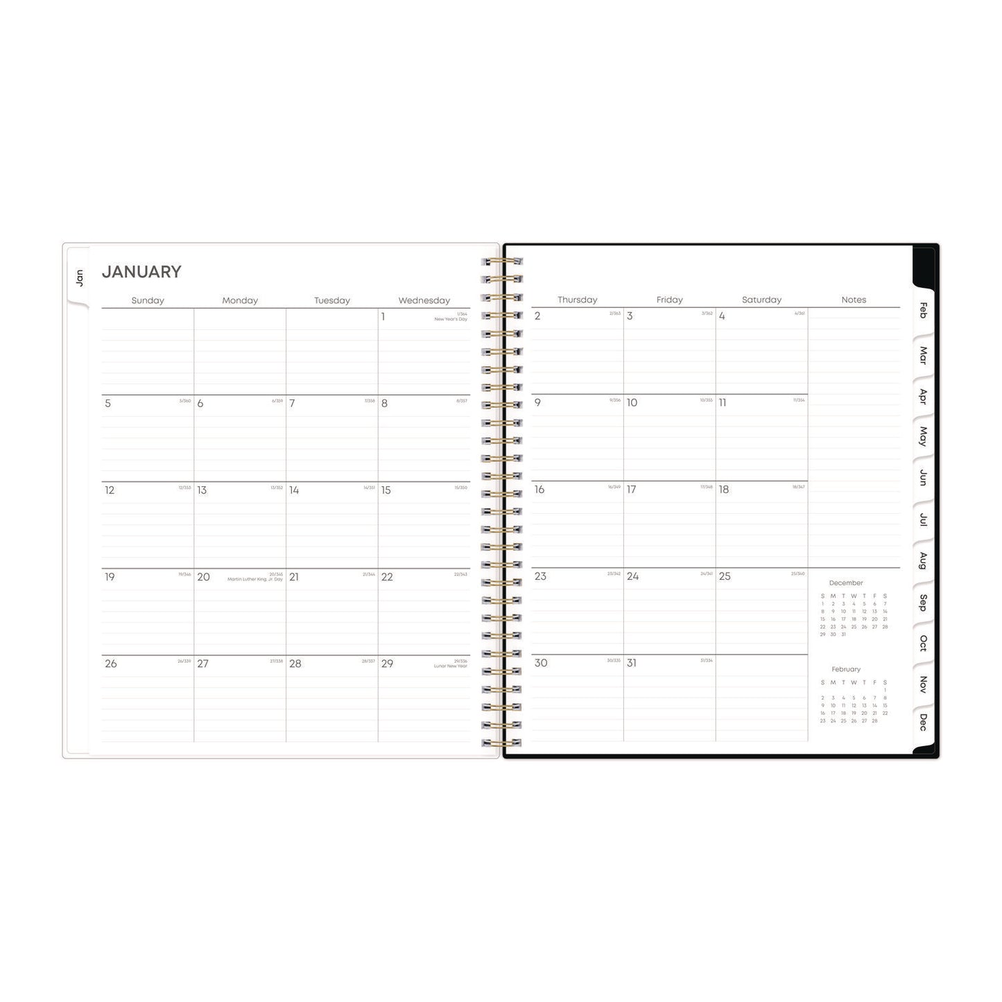 Blue Sky Baccara Dark Monthly Planner, Floral Artwork, 10 x 8, Gray/Black/Gold Cover, 12-Month (Jan to Dec): 2025 (110216)