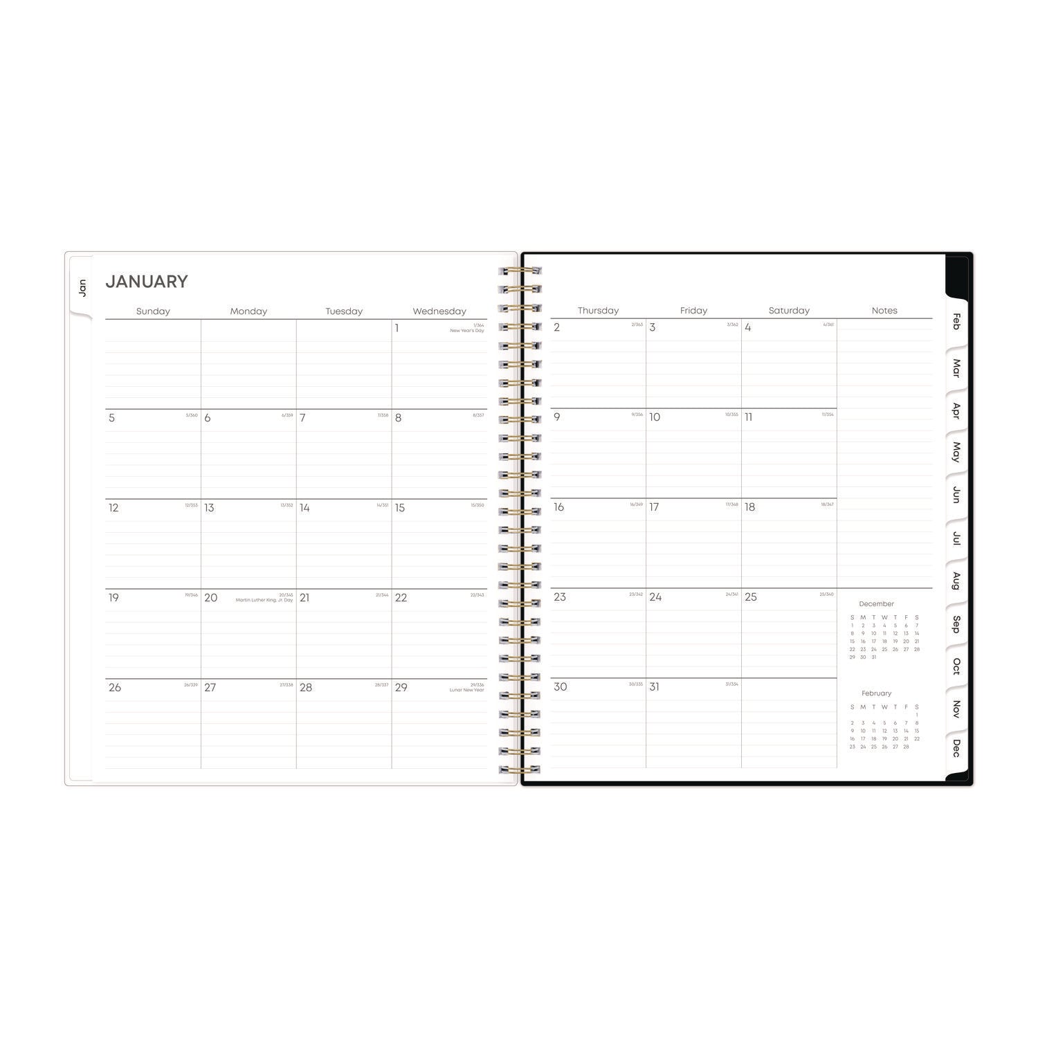 Blue Sky Baccara Dark Monthly Planner, Floral Artwork, 10 x 8, Gray/Black/Gold Cover, 12-Month (Jan to Dec): 2025 (110216)