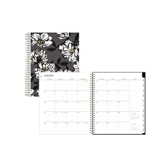 Blue Sky Baccara Dark Monthly Planner, Floral Artwork, 10 x 8, Gray/Black/Gold Cover, 12-Month (Jan to Dec): 2025 (110216)