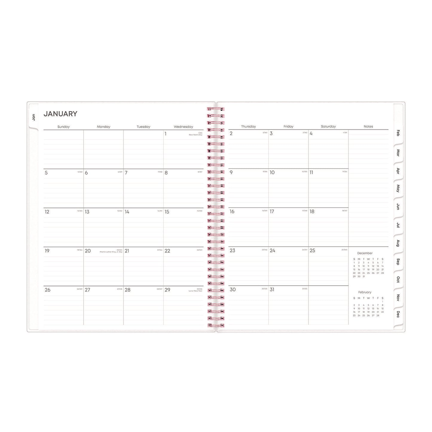 Blue Sky Joselyn Weekly/Monthly Planner, Floral Artwork, 11 x 8.5, Pink/Peach/Black Cover, 12-Month (Jan to Dec): 2025 (110394)