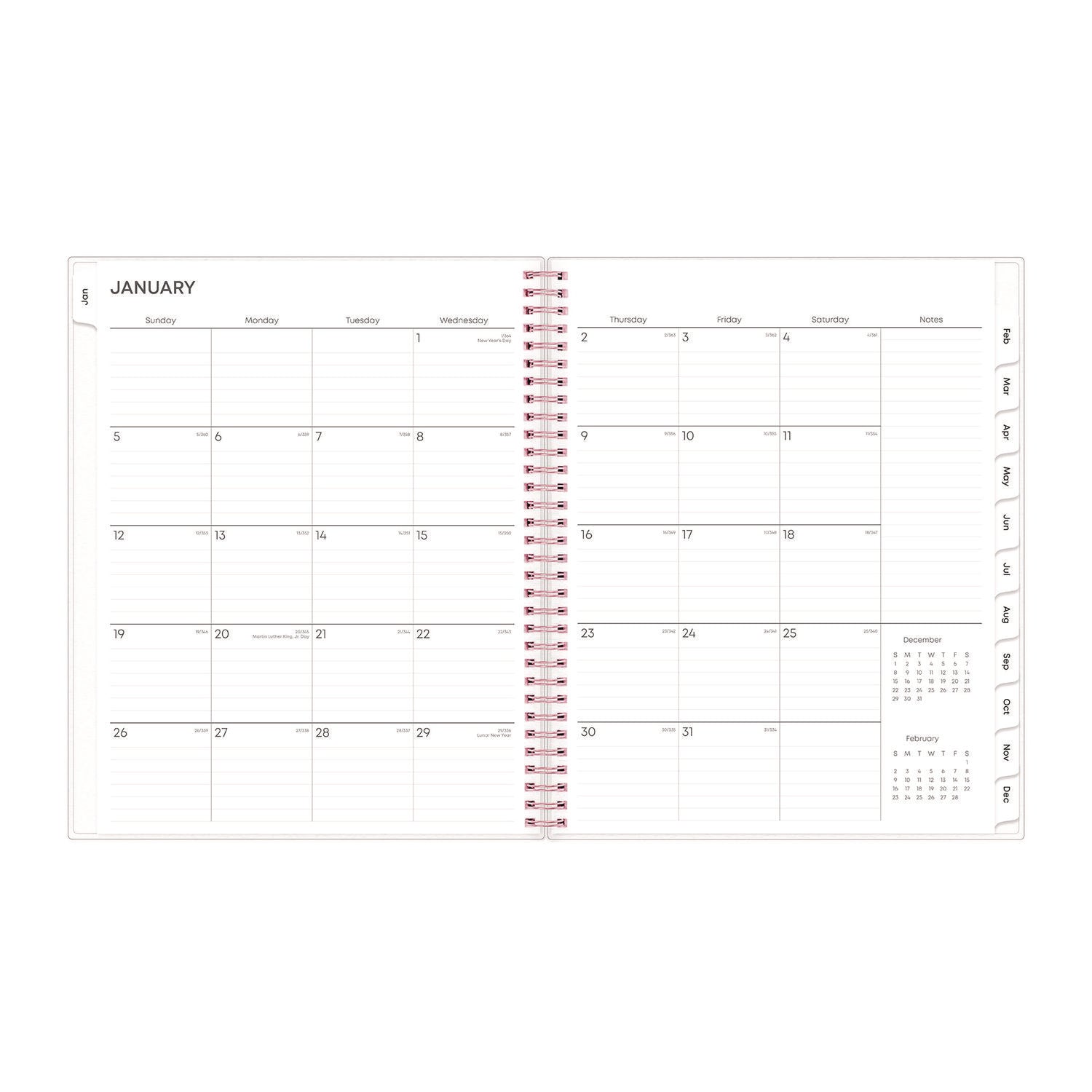 Blue Sky Joselyn Weekly/Monthly Planner, Floral Artwork, 11 x 8.5, Pink/Peach/Black Cover, 12-Month (Jan to Dec): 2025 (110394)