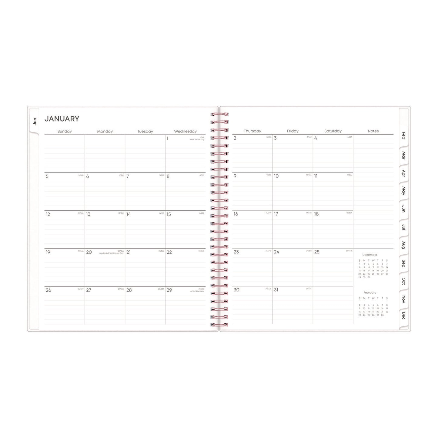 Blue Sky Joselyn Monthly Wirebound Planner, Floral Artwork, 10 x 8, Pink/Peach/Black Cover, 12-Month (Jan to Dec): 2025 (110395)