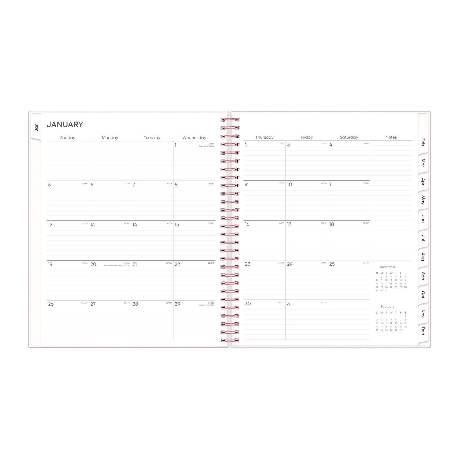 Blue Sky Joselyn Monthly Wirebound Planner, Floral Artwork, 10 x 8, Pink/Peach/Black Cover, 12-Month (Jan to Dec): 2025 (110395)