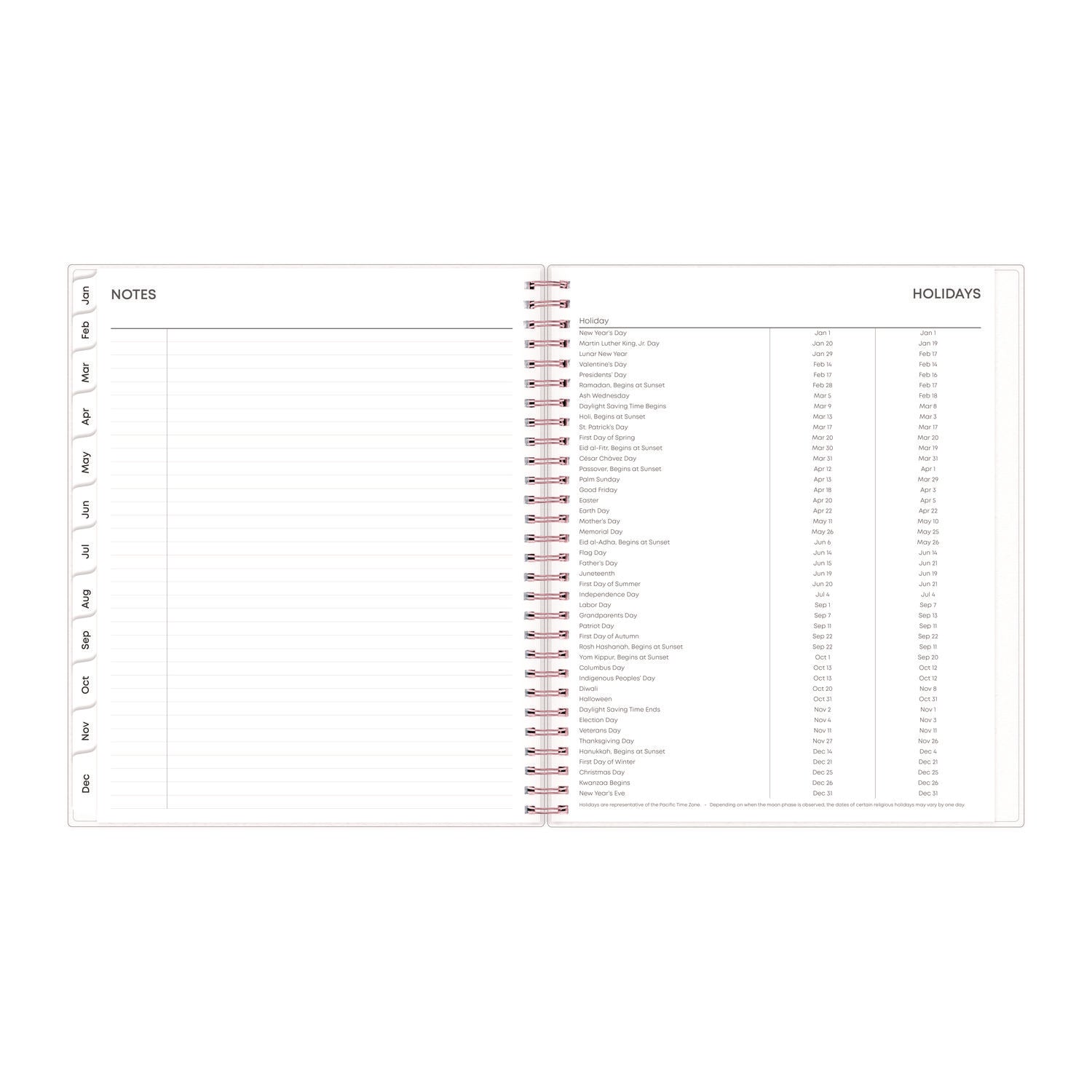 Blue Sky Joselyn Monthly Wirebound Planner, Floral Artwork, 10 x 8, Pink/Peach/Black Cover, 12-Month (Jan to Dec): 2025 (110395)