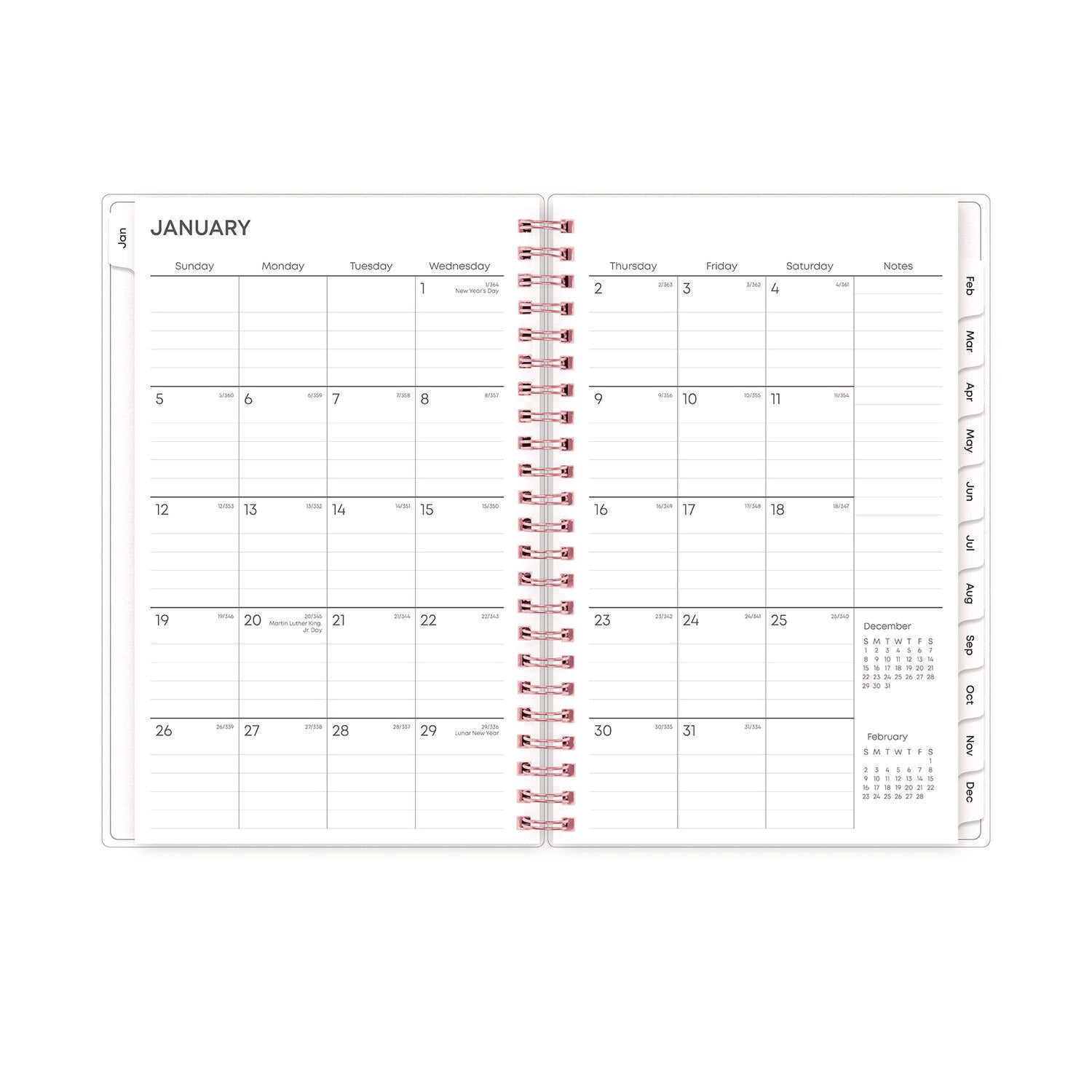 Blue Sky Joselyn Weekly/Monthly Planner, Floral Artwork, 8 x 5, Pink/Peach/Black Cover, 12-Month (Jan to Dec): 2025 (110396)