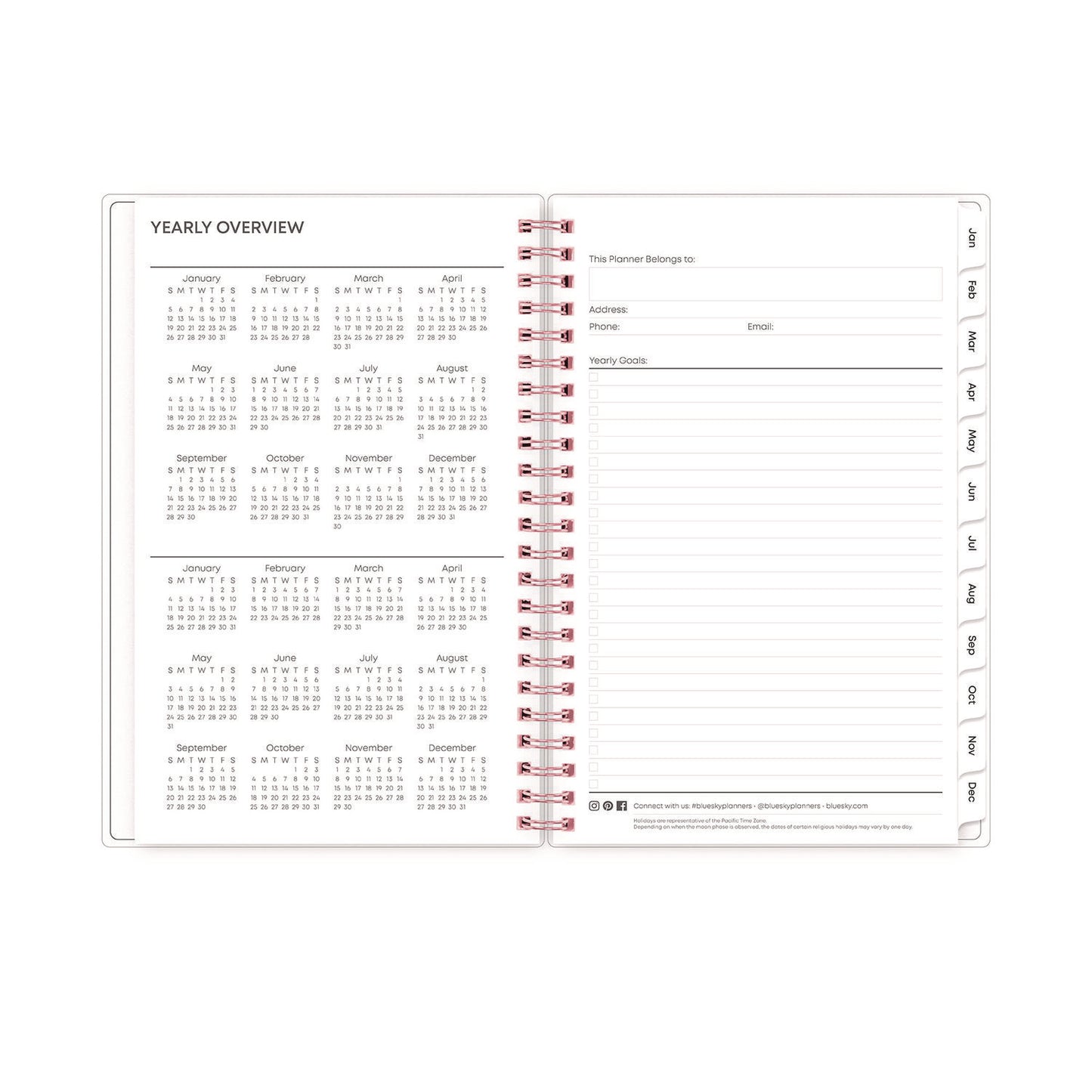 Blue Sky Joselyn Weekly/Monthly Planner, Floral Artwork, 8 x 5, Pink/Peach/Black Cover, 12-Month (Jan to Dec): 2025 (110396)