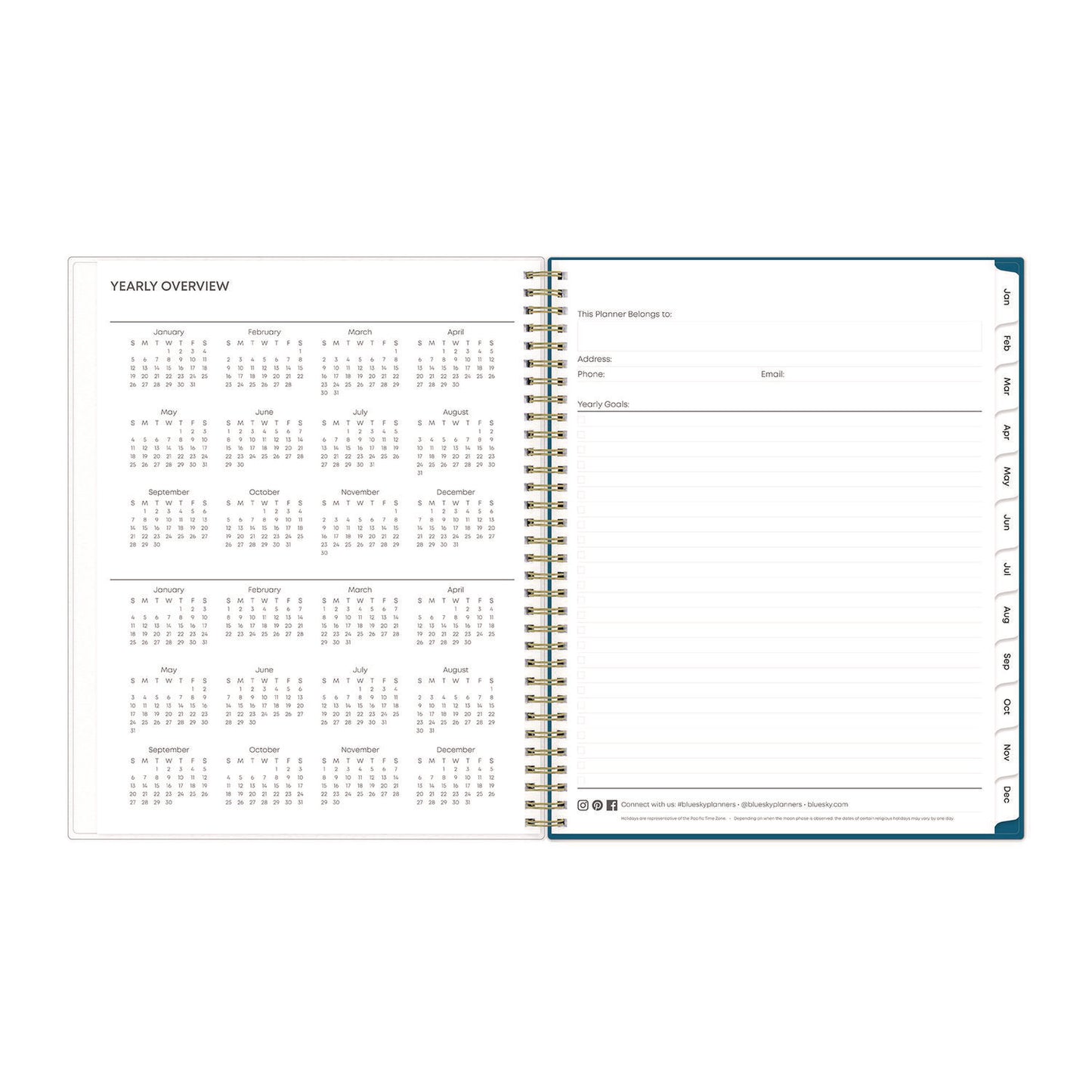 Blue Sky Bakah Blue Weekly/Monthly Planner, Floral Artwork, 11 x 8.5, Blue/White Cover, 12-Month (Jan to Dec): 2025 (137261)