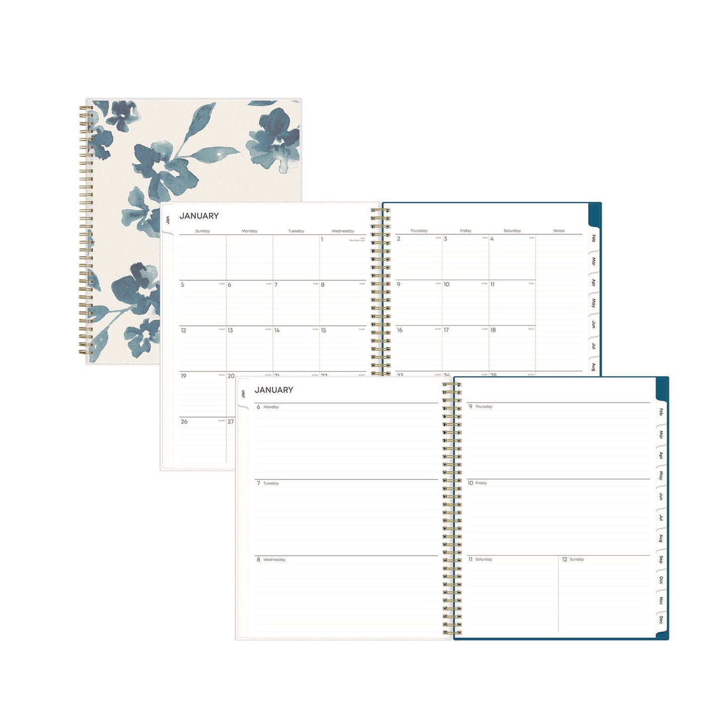 Blue Sky Bakah Blue Weekly/Monthly Planner, Floral Artwork, 11 x 8.5, Blue/White Cover, 12-Month (Jan to Dec): 2025 (137261)