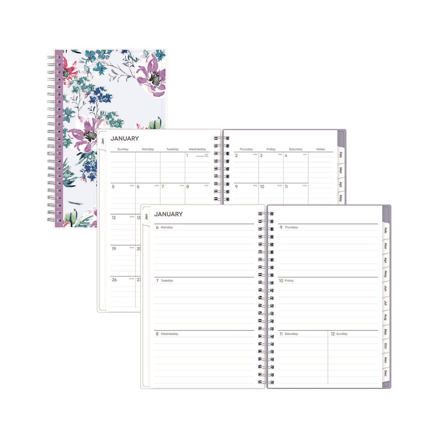 Blue Sky Laila Create-Your-Own Cover Weekly/Monthly Planner, Wildflower Artwork, 8 x 5, Purple/Blue/Pink, 12-Month (Jan to Dec): 2025 (137276)