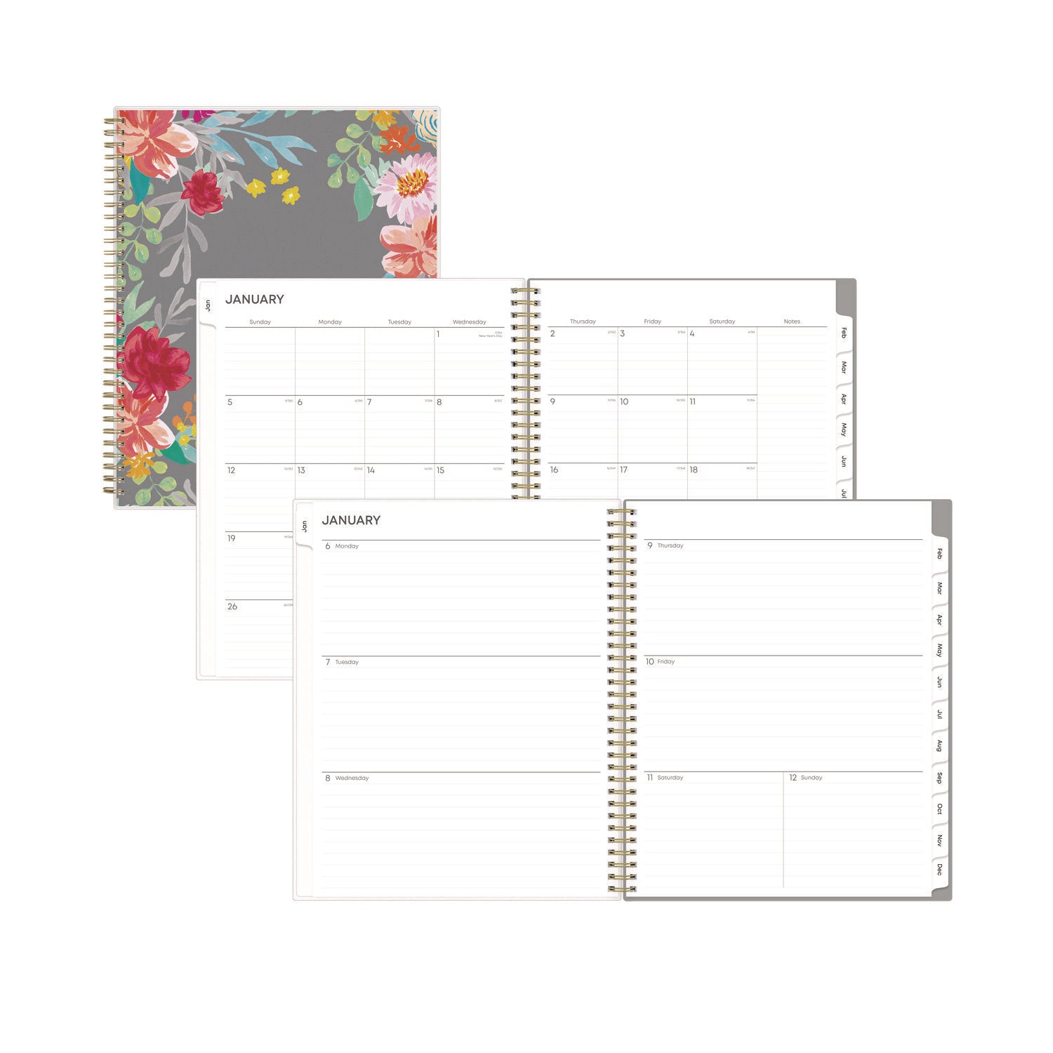 Blue Sky Sophie Frosted Weekly/Monthly Planner, Floral Artwork, 11 x 8.5, Multicolor Cover, 12-Month (Jan to Dec): 2025 (140087)