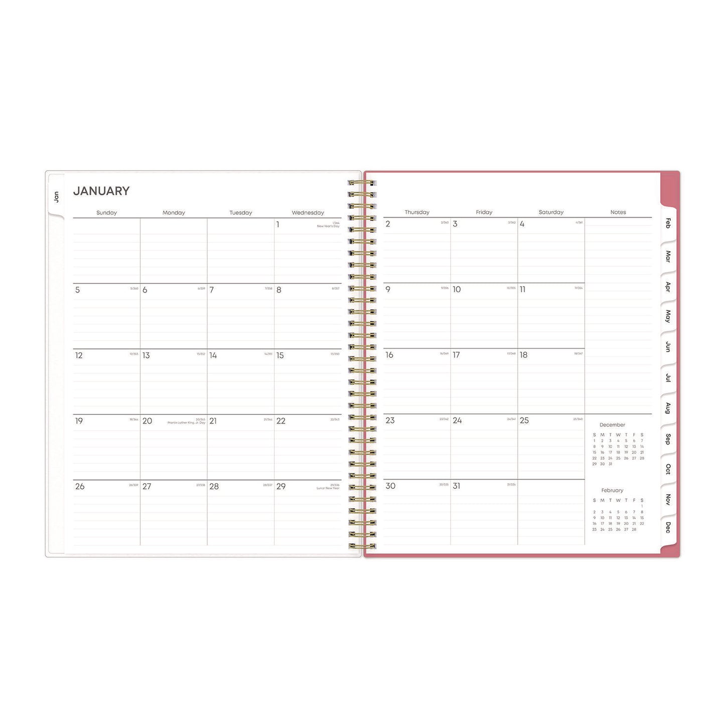 Blue Sky Fly By Frosted Weekly/Monthly Planner, Butterflies Artwork, 11 x 8.5, Blush/Pink Cover, 12-Month (Jan to Dec): 2025 (140195)