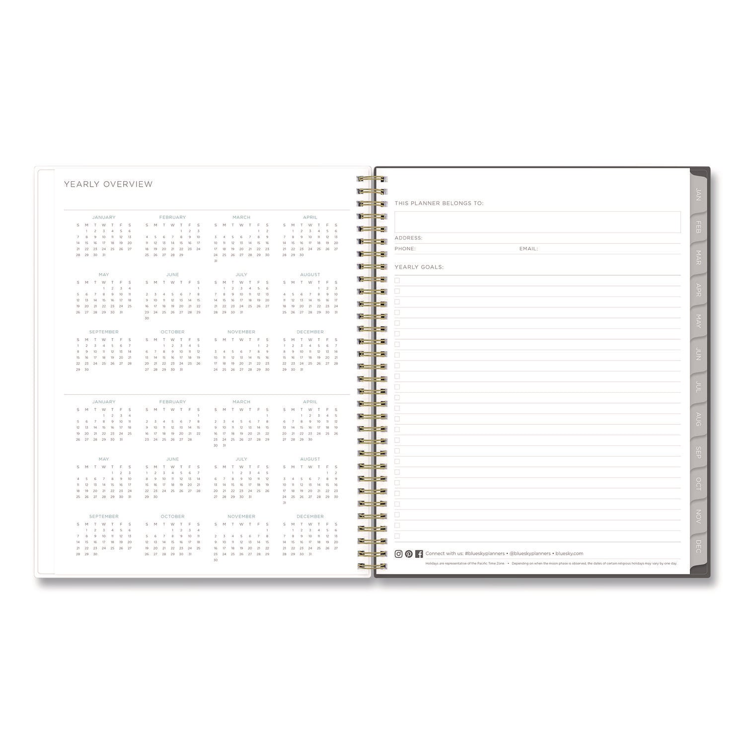 Blue Sky Kelly Ventura Midnight Garden Weekly/Monthly Planner, Floral Artwork, 11 x 8.5, Multicolor Cover, 12-Month (Jan to Dec): 2025 (140944)