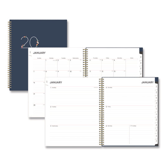 Blue Sky Ashlyn Weekly/Monthly Planner, Floral Artwork, 11 x 8.5, Navy/Multicolor Cover, 12-Month (Jan to Dec): 2025 (143957)