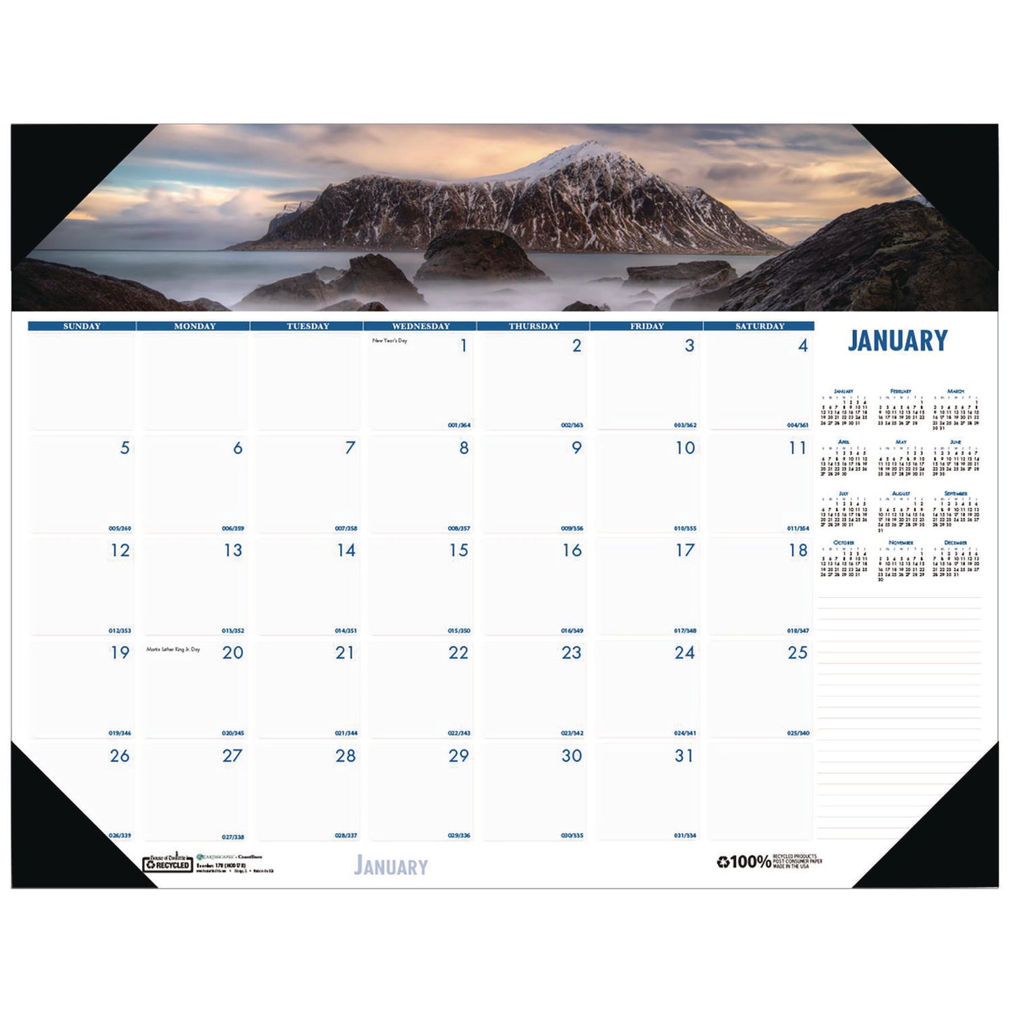 House of Doolittle Earthscapes Recycled Monthly Desk Pad Calendar, Coastlines Photos, 18.5 x 13, Black Binding/Corners,12-Month (Jan-Dec): 2025 (1786)