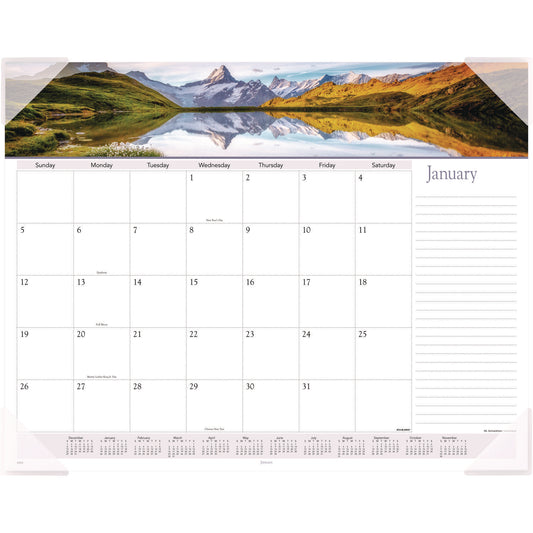 AT-A-GLANCE Landscape Panoramic Desk Pad, Landscapes Photography, 22 x 17, White Sheets, Clear Corners, 12-Month (Jan to Dec): 2025 (89802)