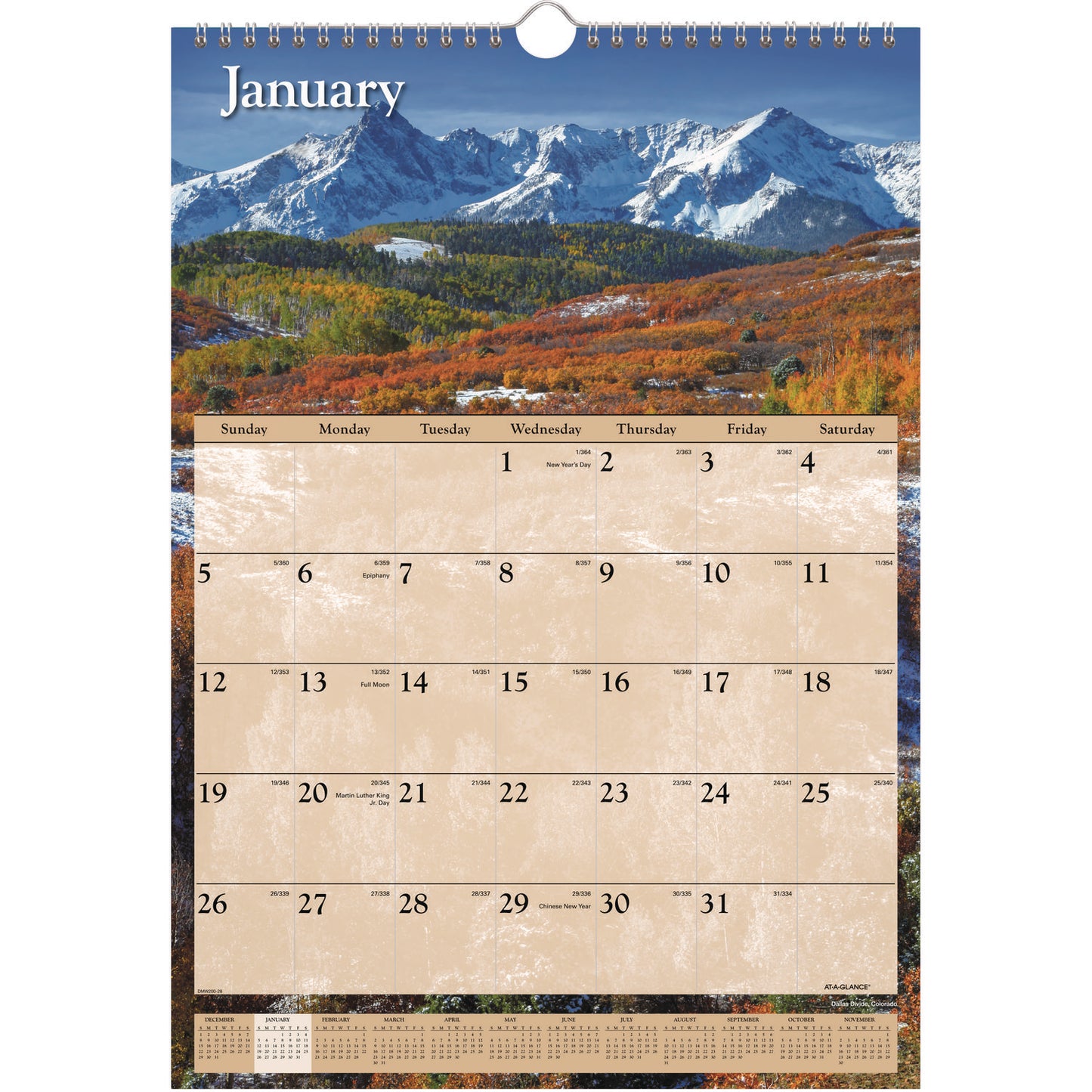 AT-A-GLANCE Scenic Monthly Wall Calendar, Landscape Photography, 12 x 17, White/Multicolor Sheets, 12-Month (Jan to Dec): 2025 (DMW20028)