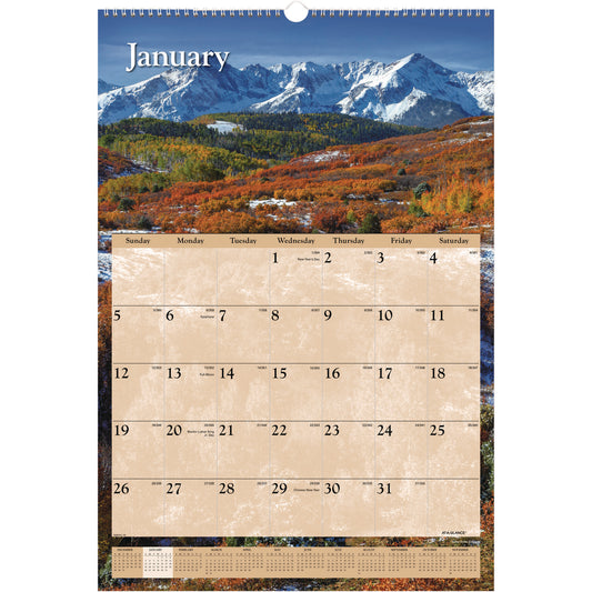 AT-A-GLANCE Scenic Monthly Wall Calendar, Landscape Photography, 15.5 x 22.75, White/Multicolor Sheets, 12-Month (Jan-Dec): 2025 (DMW20128)