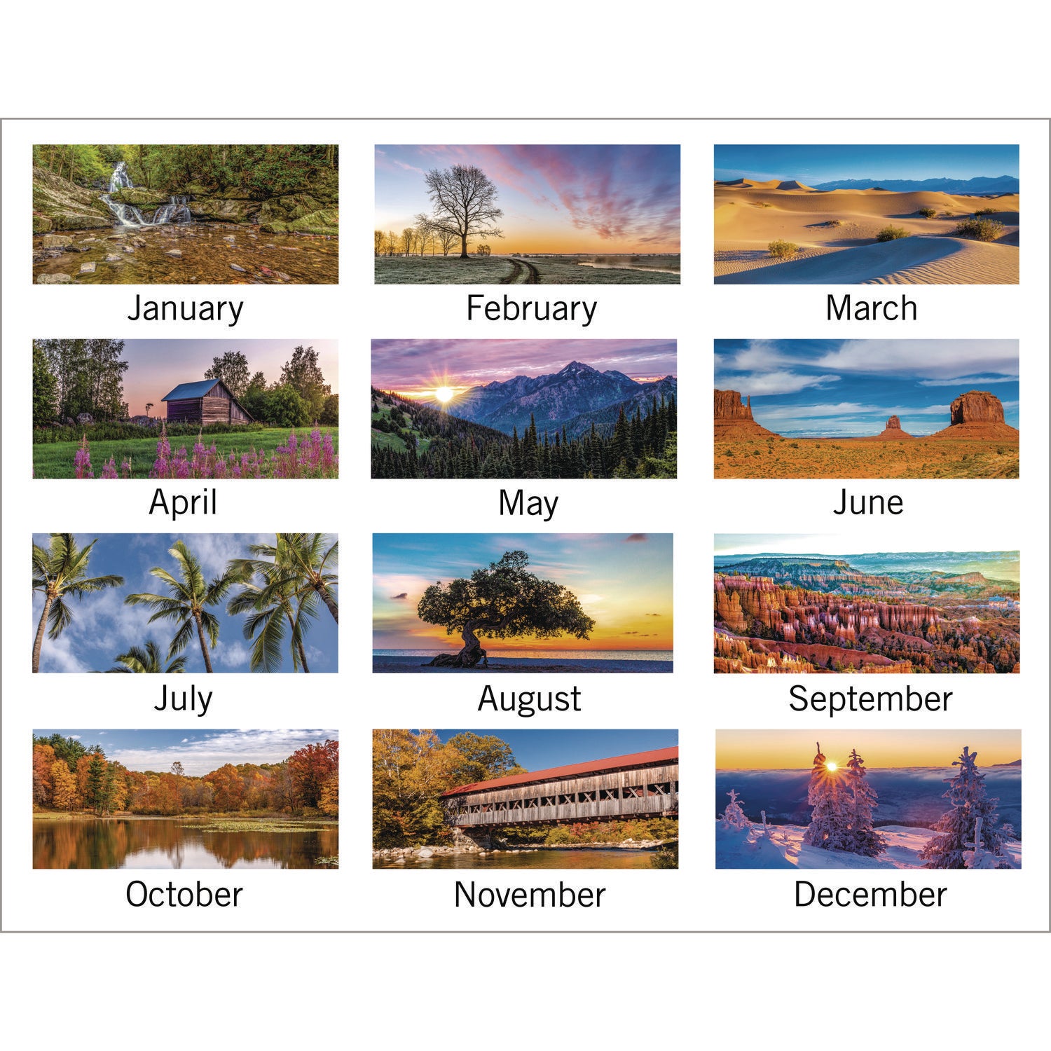 AT-A-GLANCE Scenic Three-Month Wall Calendar, Landscape Photography, 12 x 27, White Sheets, 14-Month: Dec 2024 to Jan 2026 (DMW50328)