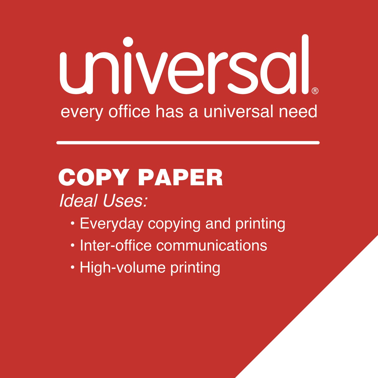 Universal Legal Size Copy Paper, 92 Bright, 20 lb Bond Weight, 8.5 x 14, White, 500 Sheets/Ream (24200RM)