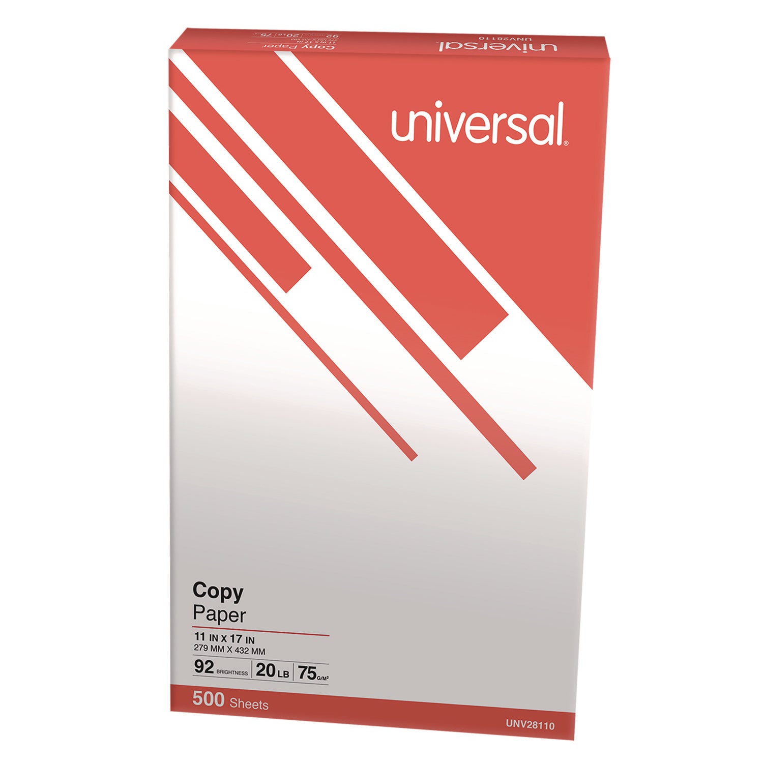 Universal Copy Paper, 92 Bright, 20 lb Bond Weight, 11 x 17, White, 500 Sheets/Ream (28110RM)