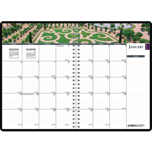 House of Doolittle Earthscapes Recycled Weekly/Monthly Planner, Gardens of the World Photography, 10 x 7, Black Cover, 12-Month (Jan-Dec): 2025 (294632)