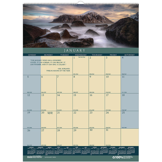 House of Doolittle Earthscapes Recycled Monthly Wall Calendar, Color Landscape Photography, 12 x 16.5, White Sheets, 12-Month (Jan-Dec): 2025 (362)