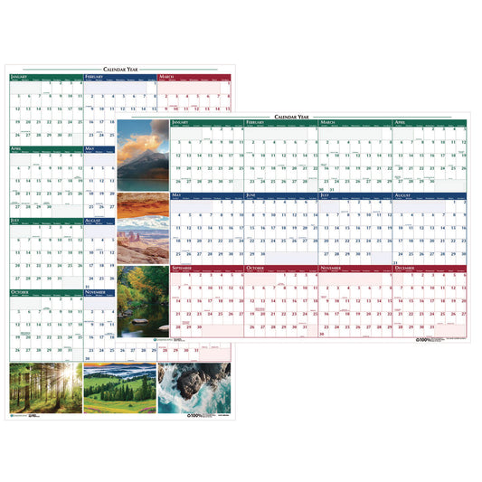 House of Doolittle Earthscapes Recycled Reversible/Erasable Yearly Wall Calendar, Nature Photos, 24 x 37, White Sheets, 12-Month (Jan-Dec): 2025 (393)